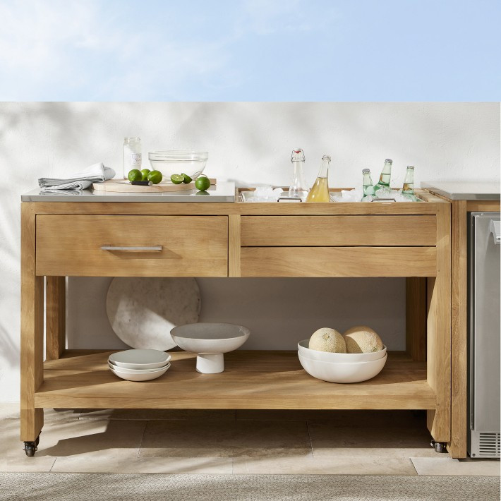Larnaca Outdoor Teak Prep Table | Williams-Sonoma