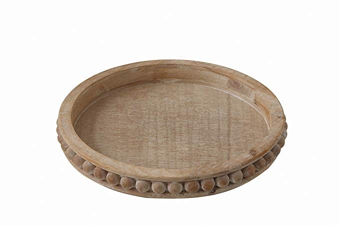 Creative Co-Op Whitewashed Round Decorative Wood Tray | Amazon (US)