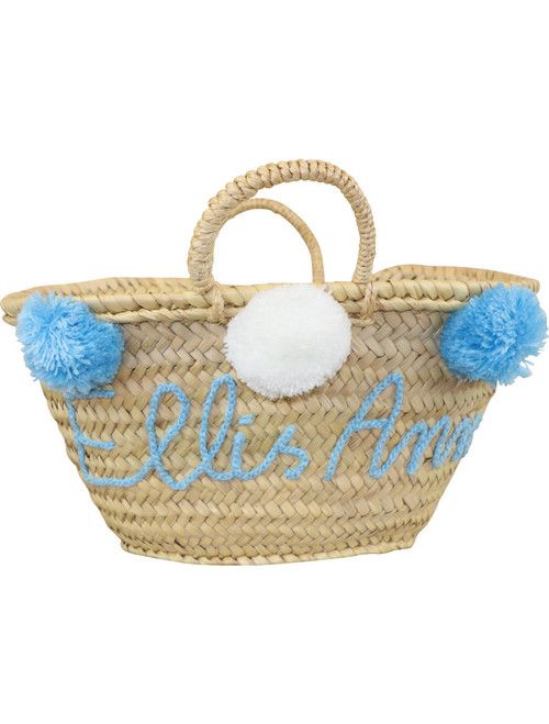 Handmade Custom Blue Pom Pom Tote (Name Included) - Shipping Early April | Cecil and Lou