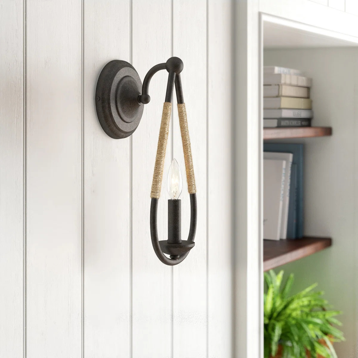 Monticello 1-Light Dimmable Bronze/Beige Candle Wall Light | Wayfair North America