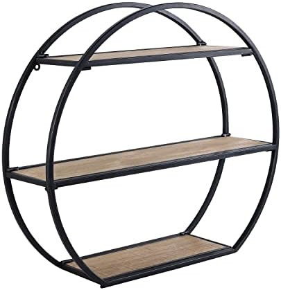3 Tier Industrial Style Foldable Semi-Circle Shaped Wall Shelves | 19" x 21", no assembly require... | Amazon (US)