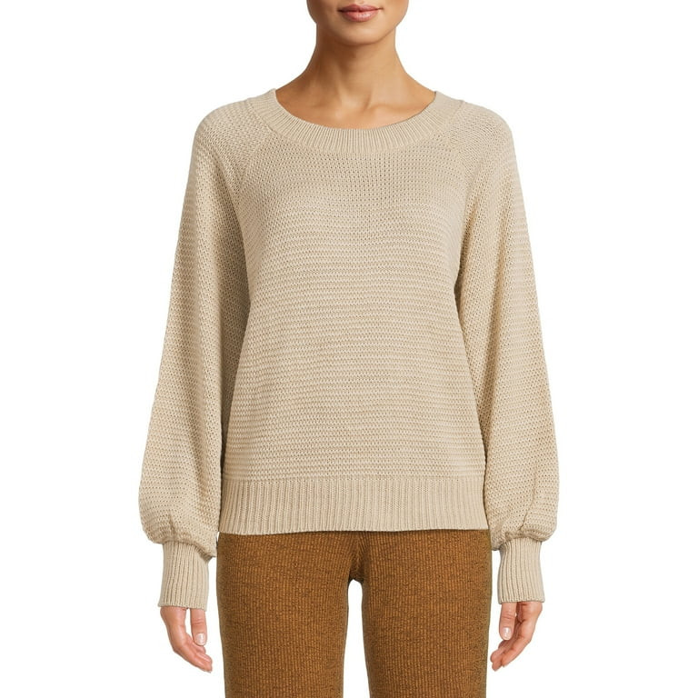 Time and Tru Women's Raglan Balloon Sleeve Sweater - Walmart.com | Walmart (US)