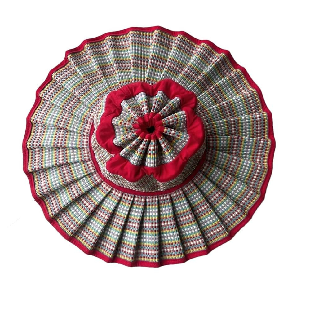 Women's Straw Reversible Pleated Sun Hat Casual Outdoor Beach Wide Brim Parent-Child Hat | Amazon (US)