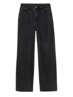 Extra High-Waisted Black-Wash Cut-Off Wide-Leg Jeans for Women | Old Navy (US)
