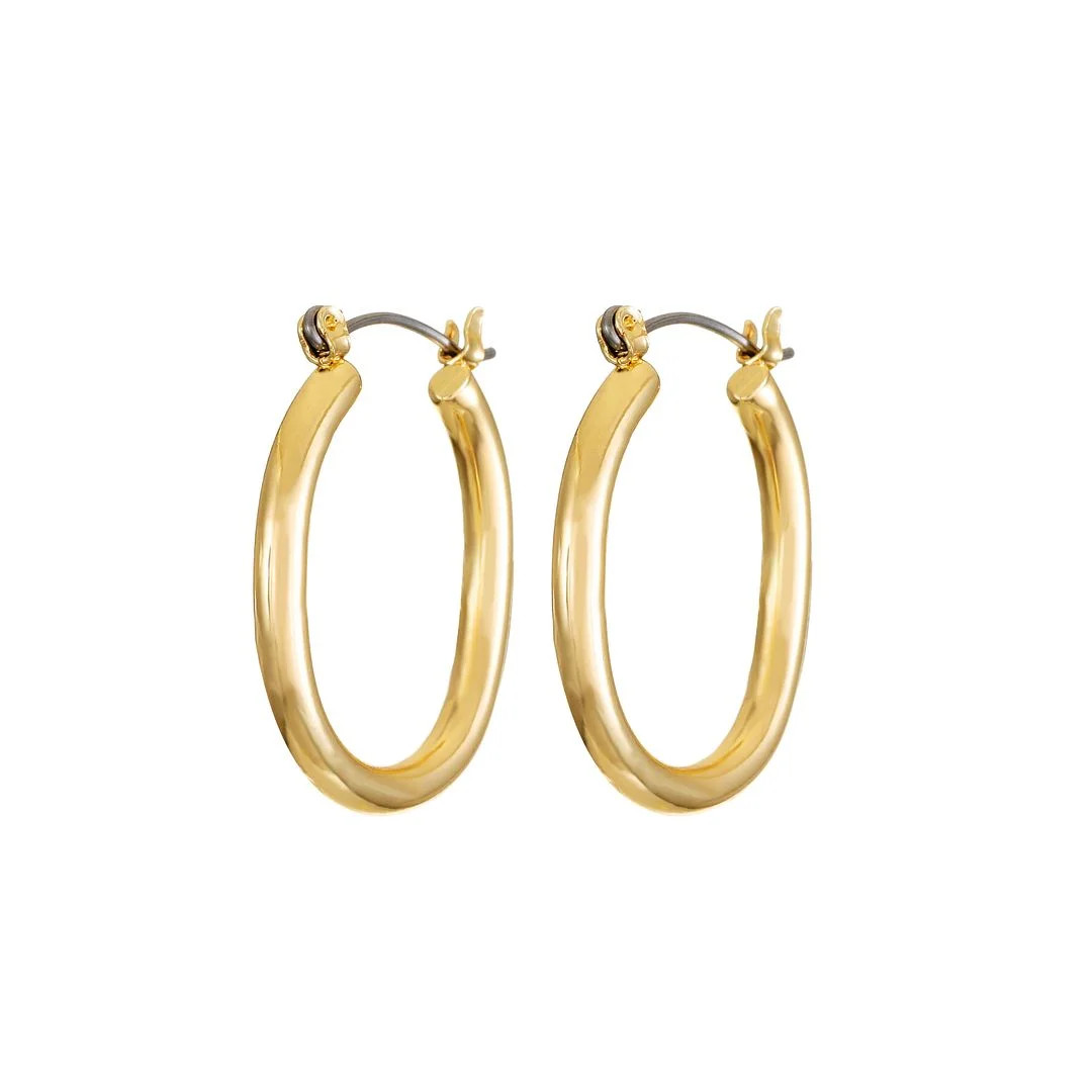 Time and Tru Womens Gold Oval Hoop Earrings, 1 Pair - Walmart.com | Walmart (US)