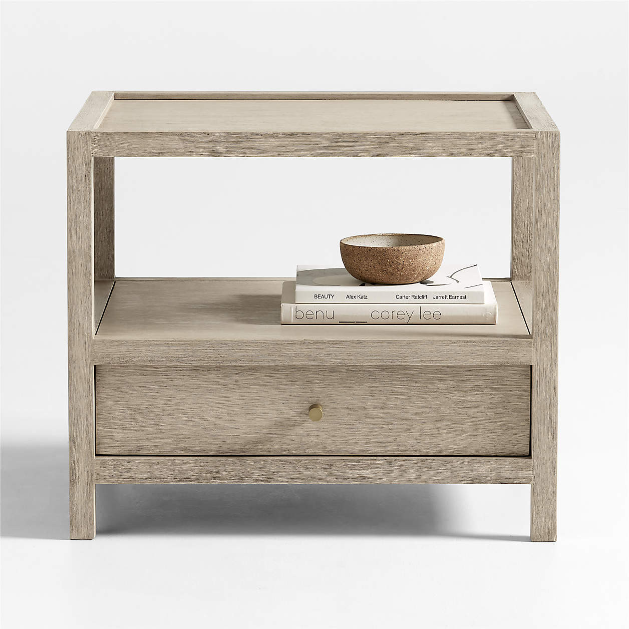 Keane Large Weathered Natural Wood Storage End Table + Reviews | Crate & Barrel | Crate & Barrel