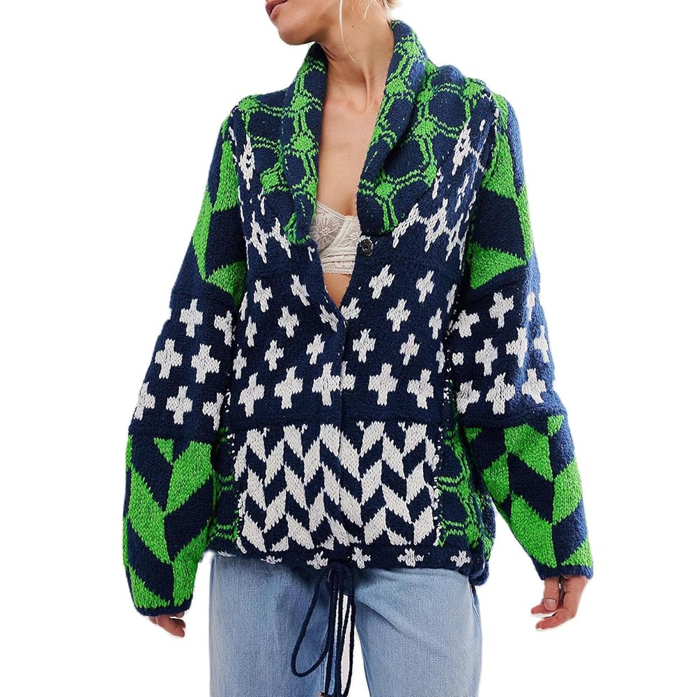 Women Cardigan Sweater Shawl Collar Button Down Oversized Sweaters Boho Fall Coat | Amazon (US)