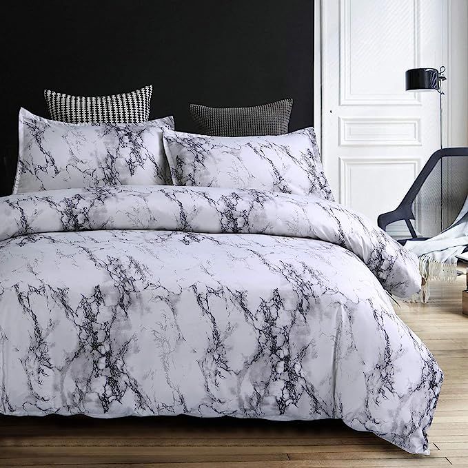 Mengersi Marble Duvet Cover Set Twin Size Bedding Set Gray White Black Color 2 Pieces (1 Duvet Co... | Amazon (US)