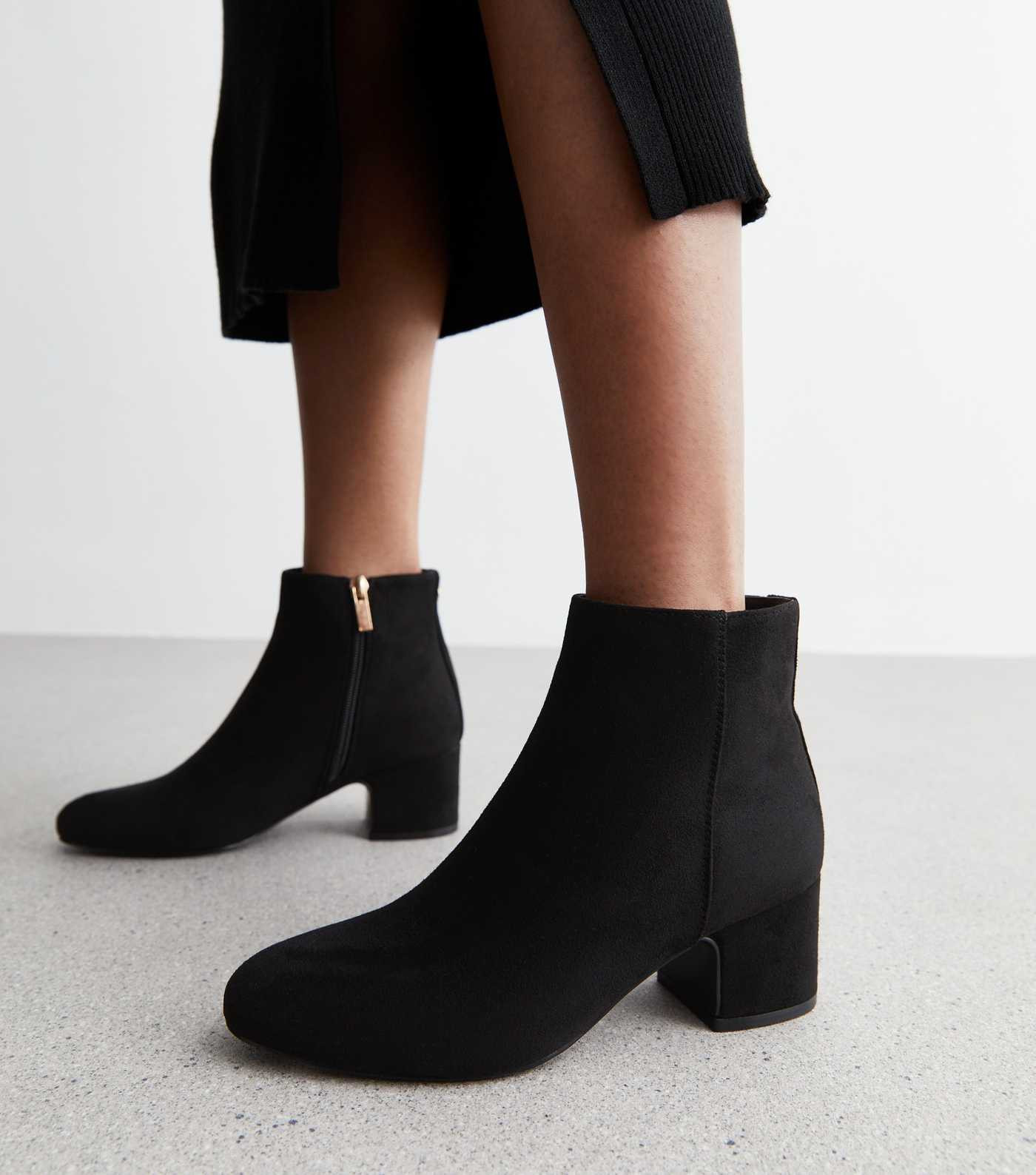Black Suedette Block Heel Ankle Boots
						
						Add to Saved Items
						Remove from Saved Ite... | New Look (UK)