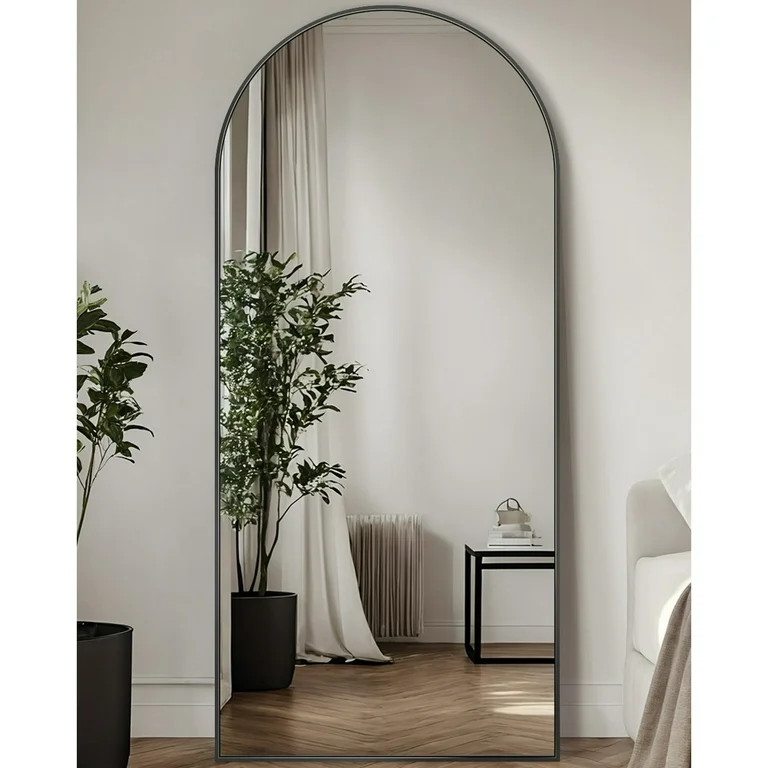 Mirrasia 30"x71" Arched Full Length Mirror, Modern Standing Mirror Floor Mirror, Black | Walmart (US)