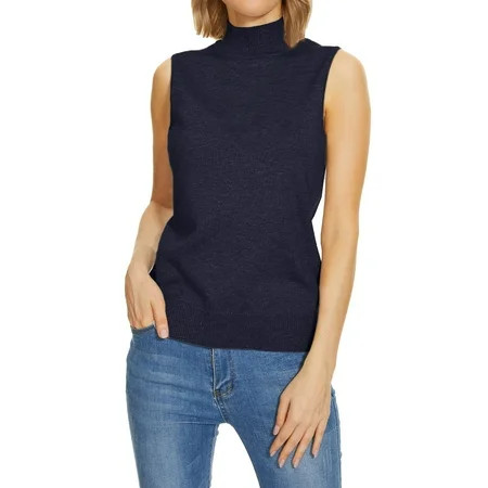 KmaiSchai Light Blue Sweater Women Women Sleeveless Neck Tops For Women Sweater Knit Turtleneck Soft | Walmart (US)