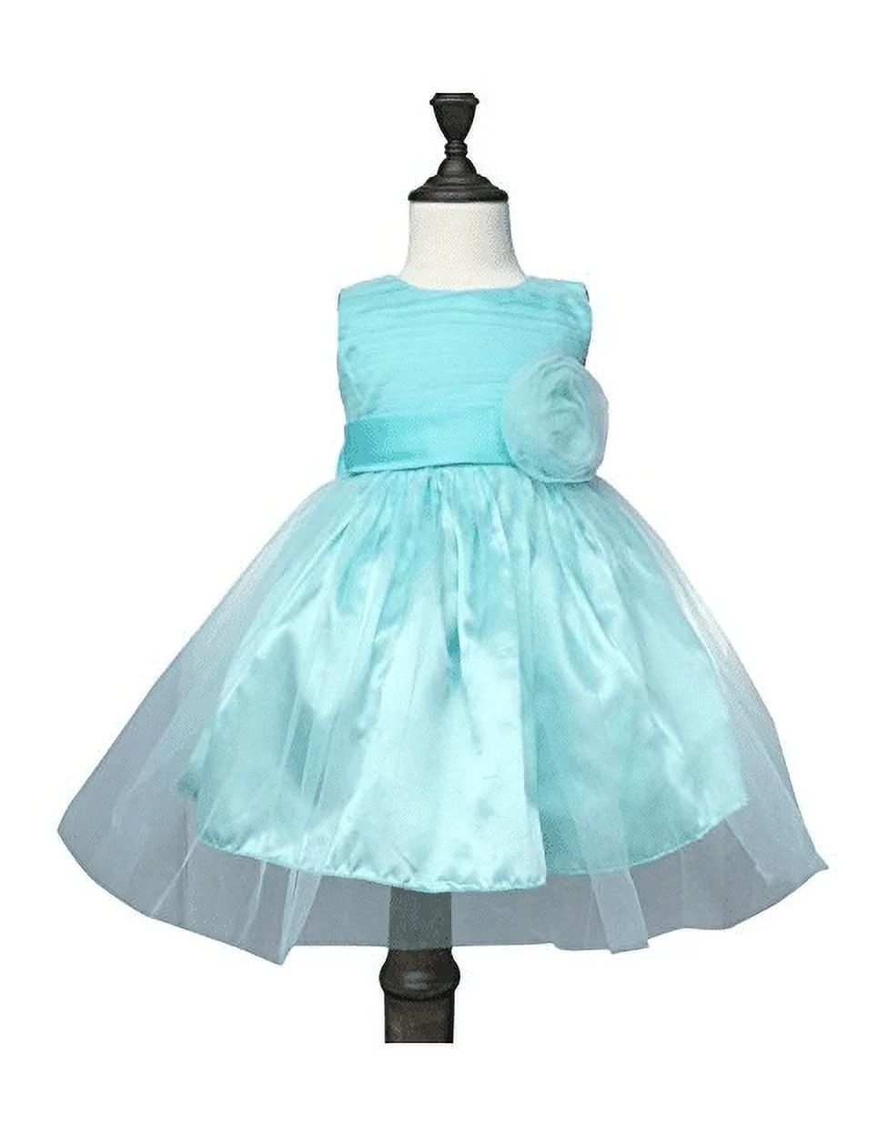 Chiffon Tulle Wedding Pageant Flower Girl Dress Bow Tie Sash Satin Skirt, Sea Blue 120 | Walmart (US)