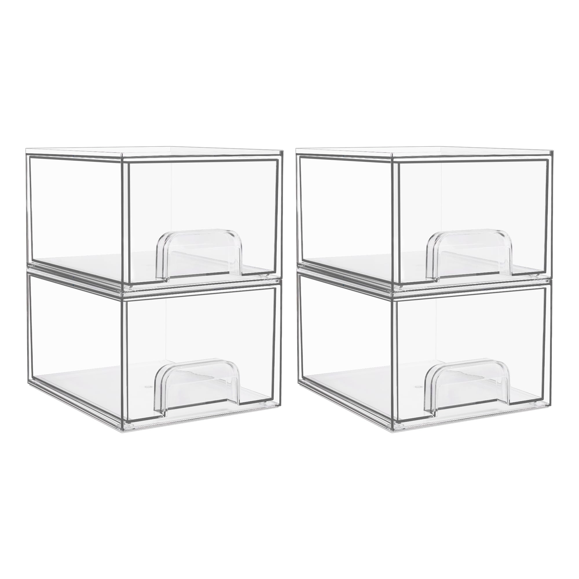 Vtopmart 4 Pack Clear Stackable Storage Drawers, 4.4'' Tall Acrylic Bathroom Makeup Organizer,Pla... | Amazon (US)