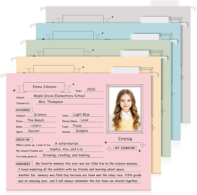 Glenmal 25 Pack School Years Memory File Folders Memory Pages Letter Hanging Files School Keepsak... | Amazon (US)