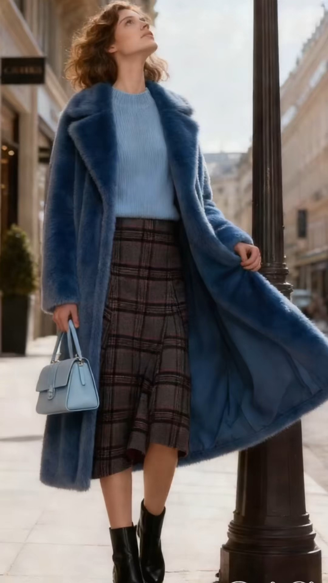 💜 Girls, this dreamy baby blue faux fur coat is my winter cozy-chic obsession! It’s so soft and fluffy, like walking around in a cloud, paired with a matching sky-blue turtleneck and a retro plaid midi skirt for that perfect mix of preppy and edgy. Chunky black platform boots add a cool street vibe, and the pale blue handbag ties the whole look together—ideal for coffee runs or weekend shopping trips!

#BabyBlueFauxFur #PlaidSkirtVibes #CozyChic #WinterStreetStyle #LTKSeasonal

#LTKootd