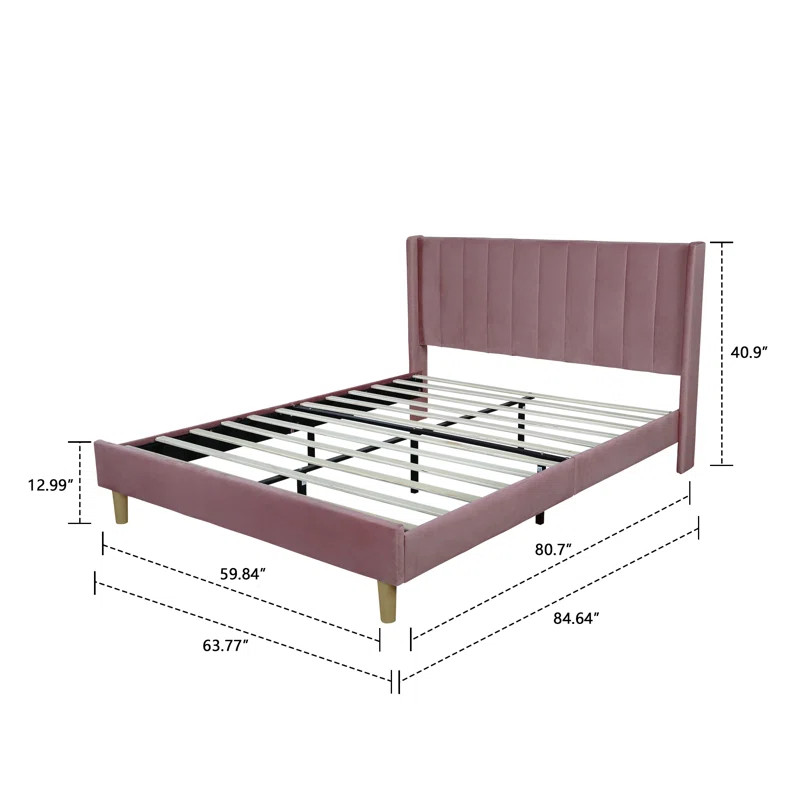 Eriksay Low Profile Upholstered Platform Bed With Wingback Headboard | Wayfair North America