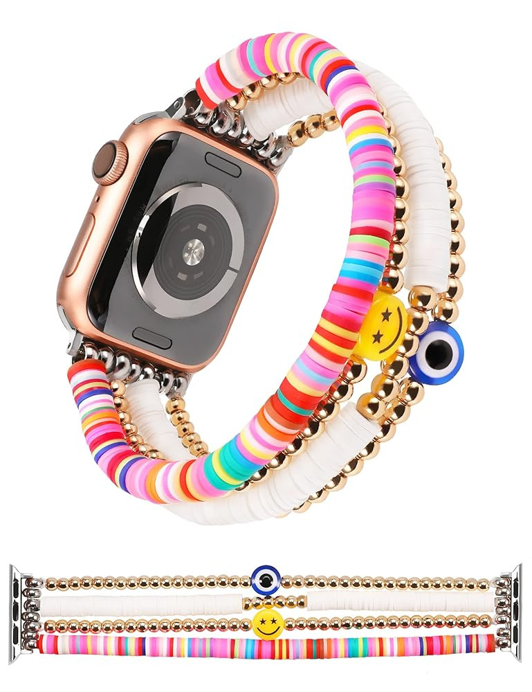 TOYOUTHS Heishi Beaded Bracelet Compatible with Apple Watch Band Cute Stretch Girl Women Summer C... | Amazon (US)
