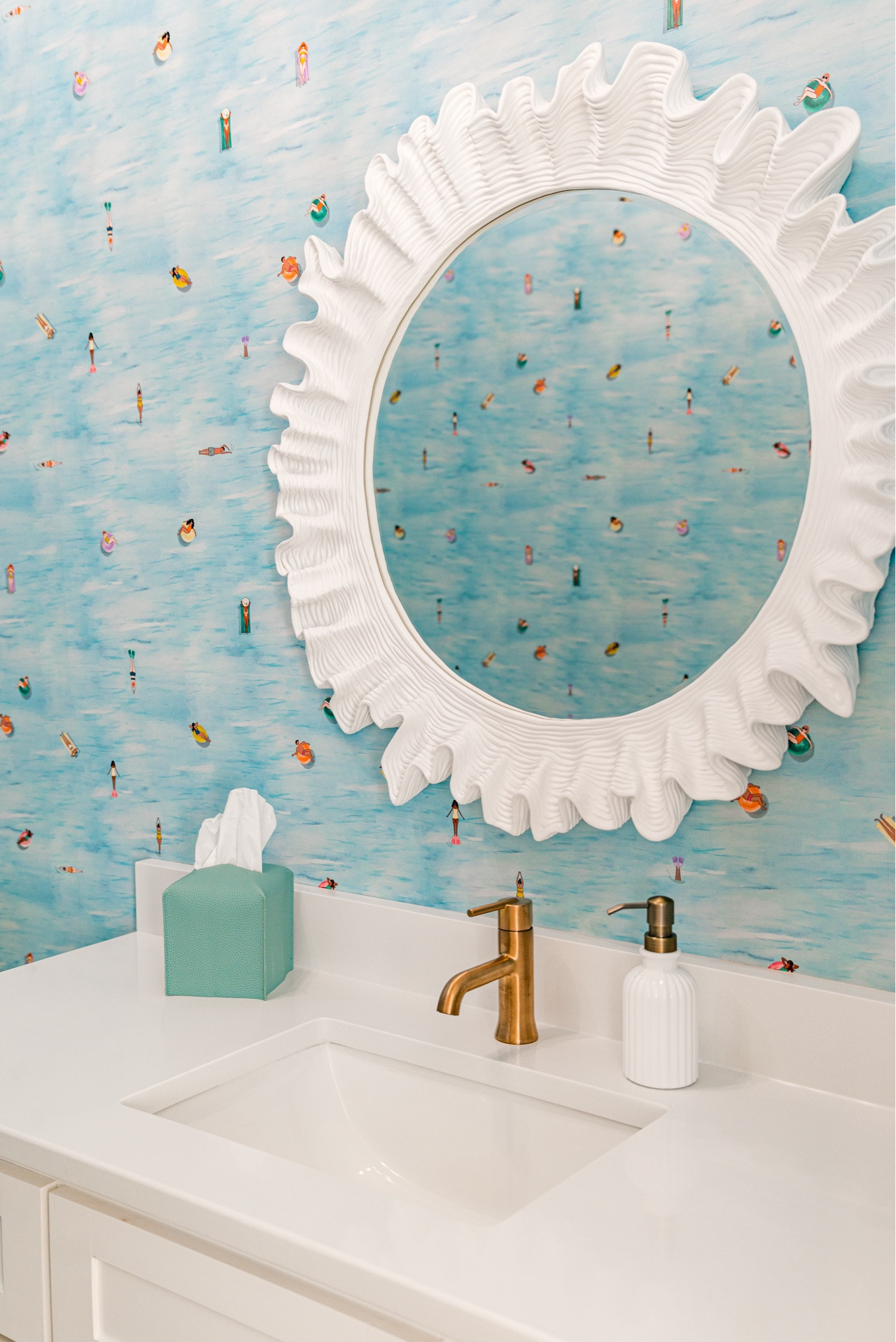 Coastal charm at its finest! This bathroom from one of our projects is giving all the serene, seaside vibes. Obsessed with the mirror from Ballard Designs and the People In The Water wallpaper! Shop the exact & similar pieces to bring this look home.  #CoastalBathroom #CoastalHome #ChicCoastal #SeasideSerenity #BallardDesigns #BathroomGoals #InteriorInspo #CoastalChic #DreamySpaces #ShopTheLook



#LTKHome