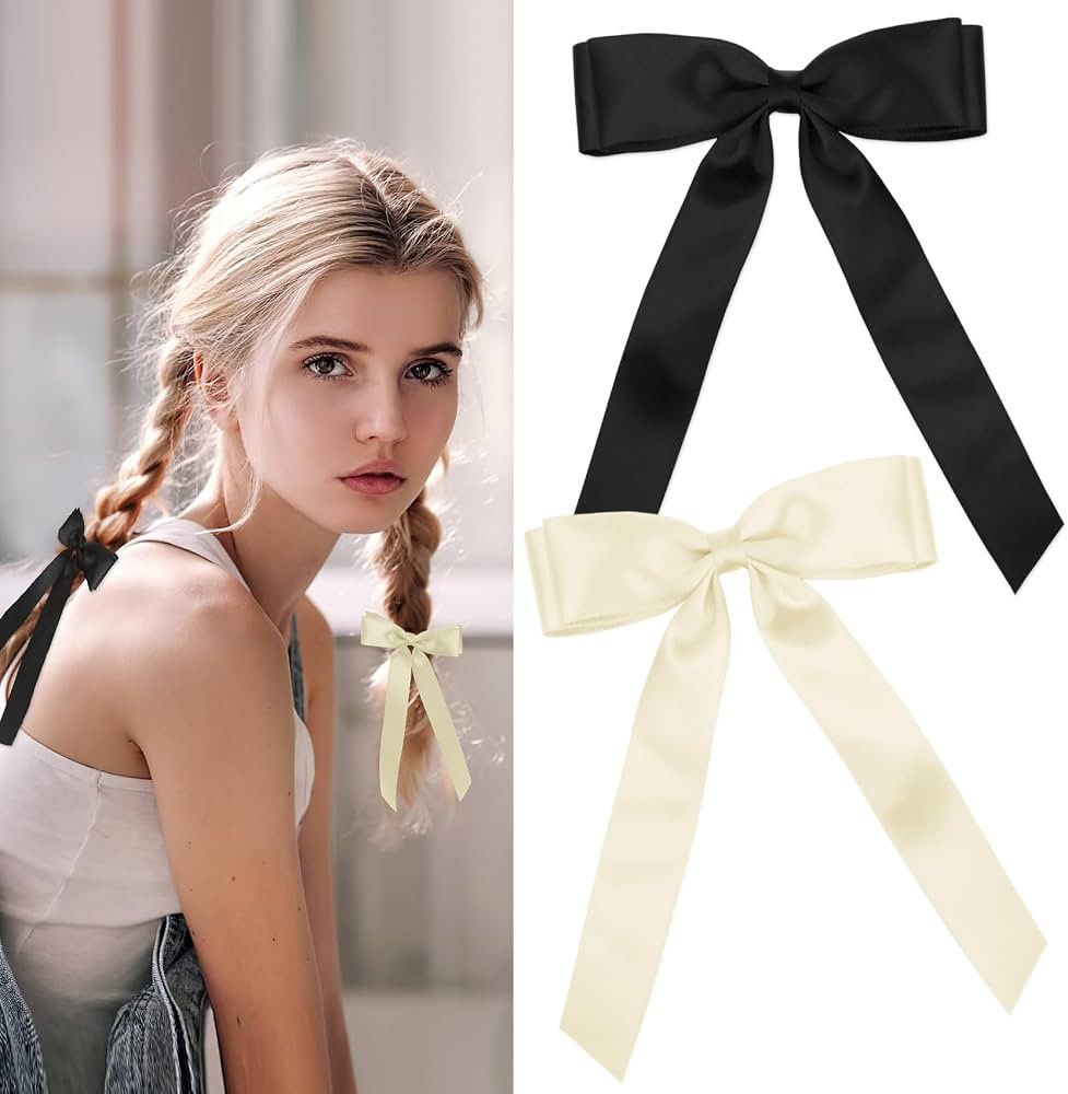 Hair Bow Hair Clips, Christmas Bows Hair Clips for Women, Cream Bow, Black Bow for Hair,Beige Bla... | Amazon (US)