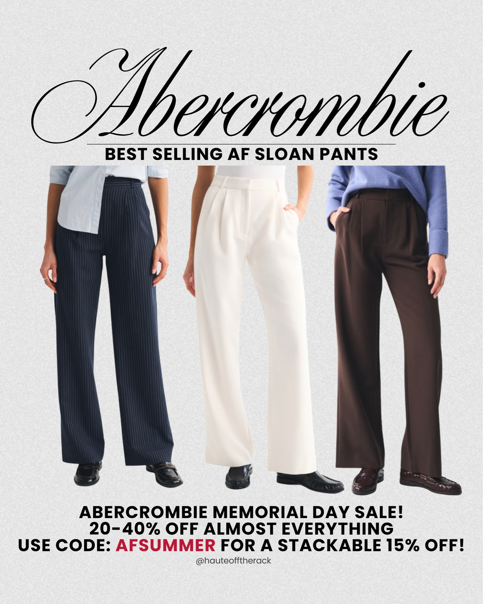 ABERCROMBIE MEMORIAL DAY SALE!

20-40% OFF almost everything
USE CODE: AFSUMMER for a stackable 15% OFF!

#workwear #workpants #abercrombie #salealert #memorialdaysale #summeroutfits 

#LTKWorkwear #LTKSaleAlert