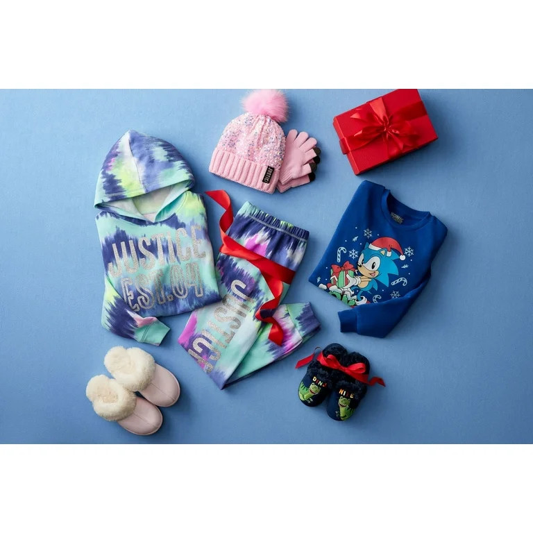 Wonder Nation Girls Scuff Slippers with Faux Fur Trim, Sizes 13-6 | Walmart (US)