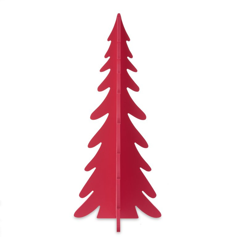 Holiday Time Red Wood Christmas Tree Decor, 22" | Walmart (US)