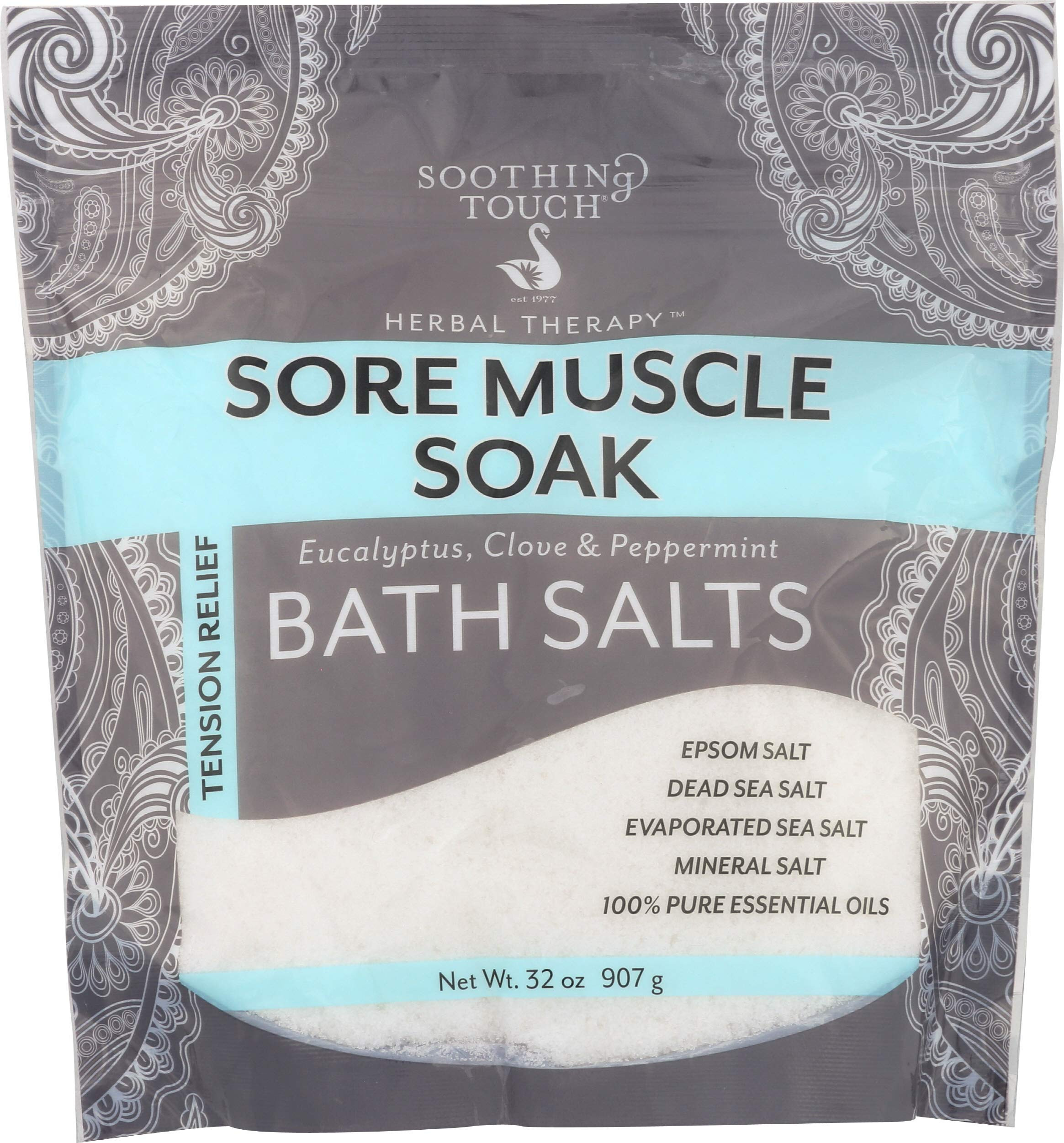 Soothing Touch Tension Relief Sore Muscle Soak Bath Salts Eucalyptus Clove & Peppermint, 32 Oz | Amazon (US)