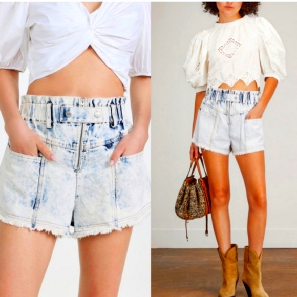 Sea New York Birdie Bleached Denim Jean Shorts Distressed Cut Off Size 4 Zipper | Poshmark