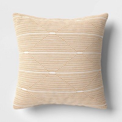 18"x18" Diamond Stripe Square Outdoor Throw Pillow Tan - Threshold™ | Target