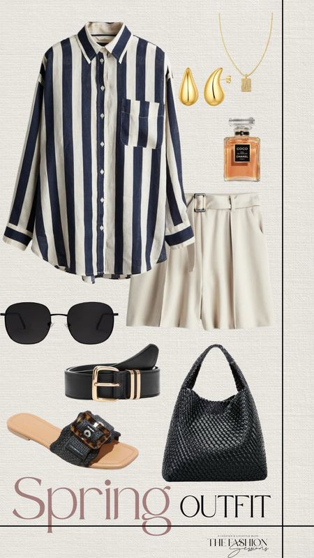 Spring Outfit | Striped Button Down | Linen Shorts | Woven Bag |

#LTKshoecrush #LTKSeasonal #LTKstyletip