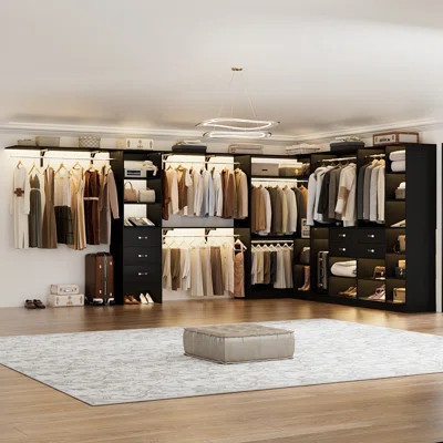 127.5” x 86.8” Closet System with Wooden Drawers(Adjustable Width) | Wayfair North America