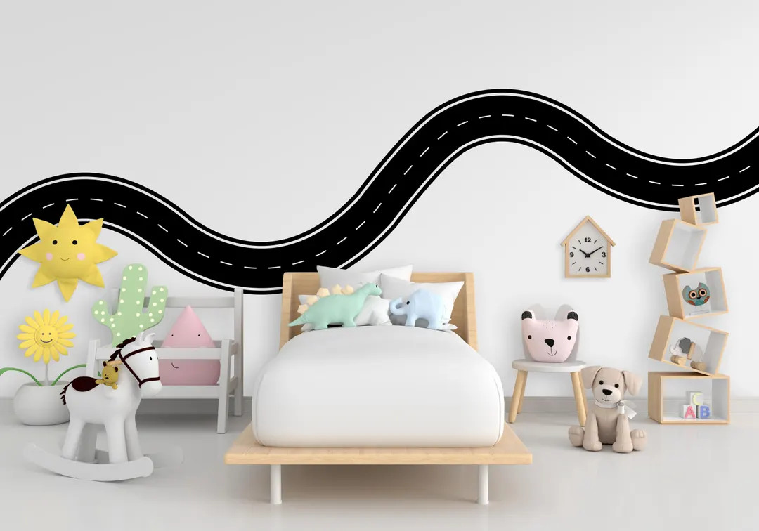 Road Wind Wall Decal Highway Vinyl Sticker Track Route Wall Decor Kids Playroom Boys Room Wall Ar... | Etsy (US)
