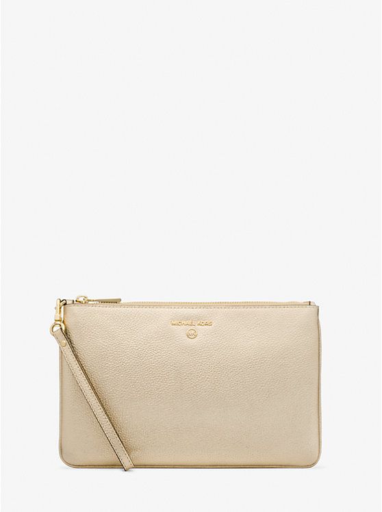 Large Metallic Pebbled Leather Wristlet | Michael Kors (UK)