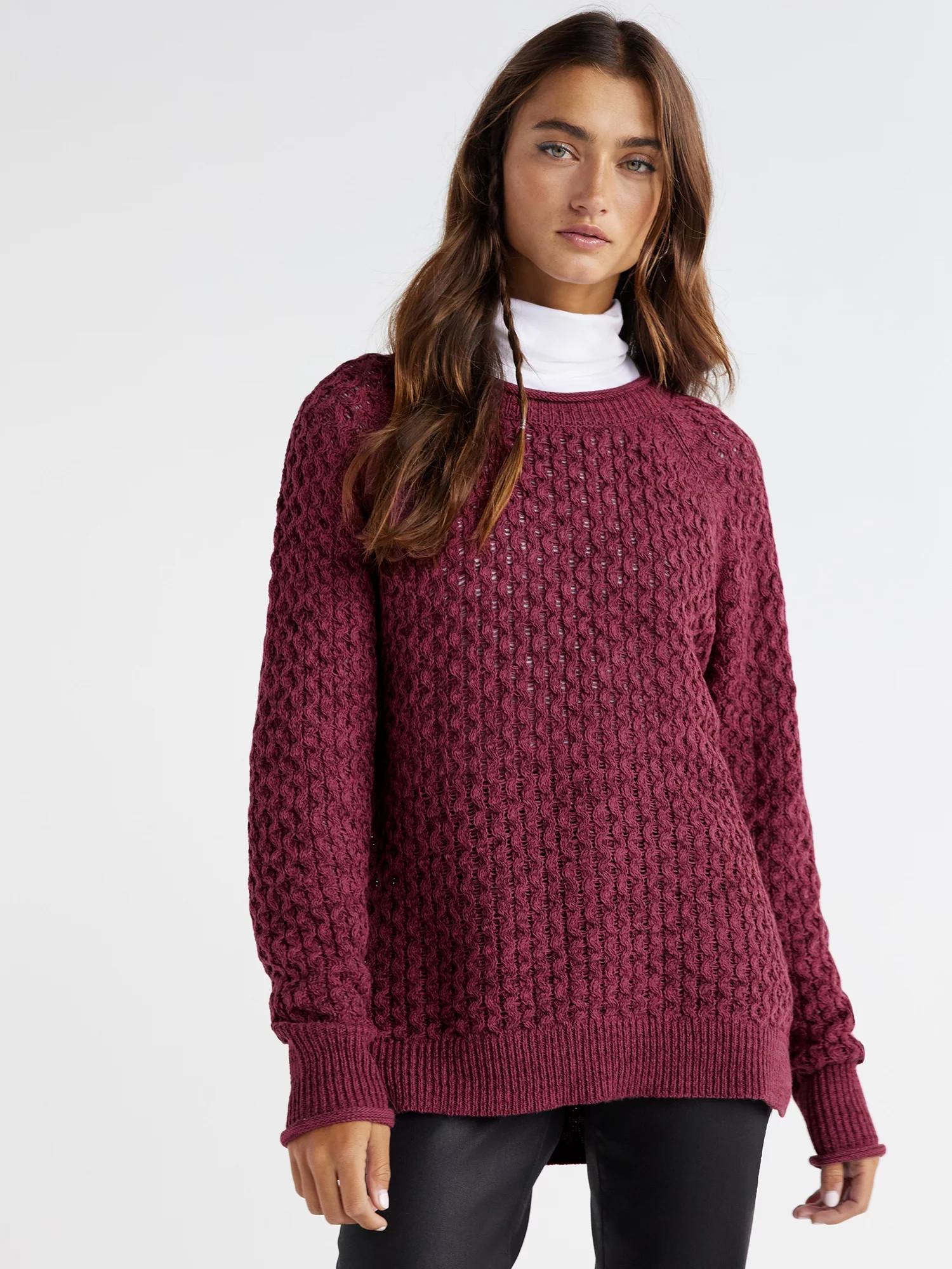 Time and Tru Women's Textured Hi-Lo Sweater, Midweight, Sizes XS-XXXL - Walmart.com | Walmart (US)