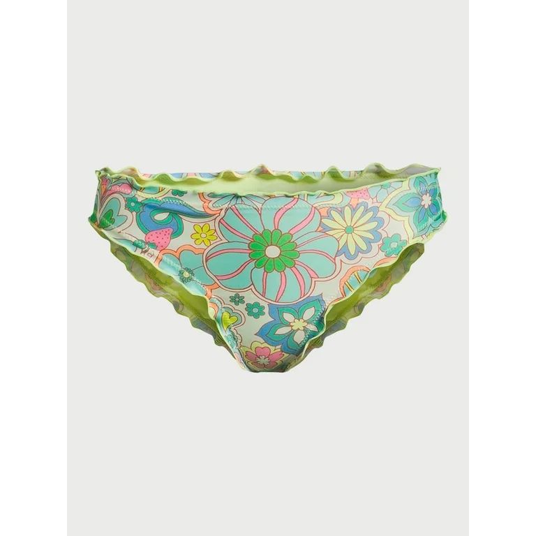 No Boundaries Juniors’ Print Lettuce Edge Bikini Swim Bottoms, Sizes XS-XL | Walmart (US)