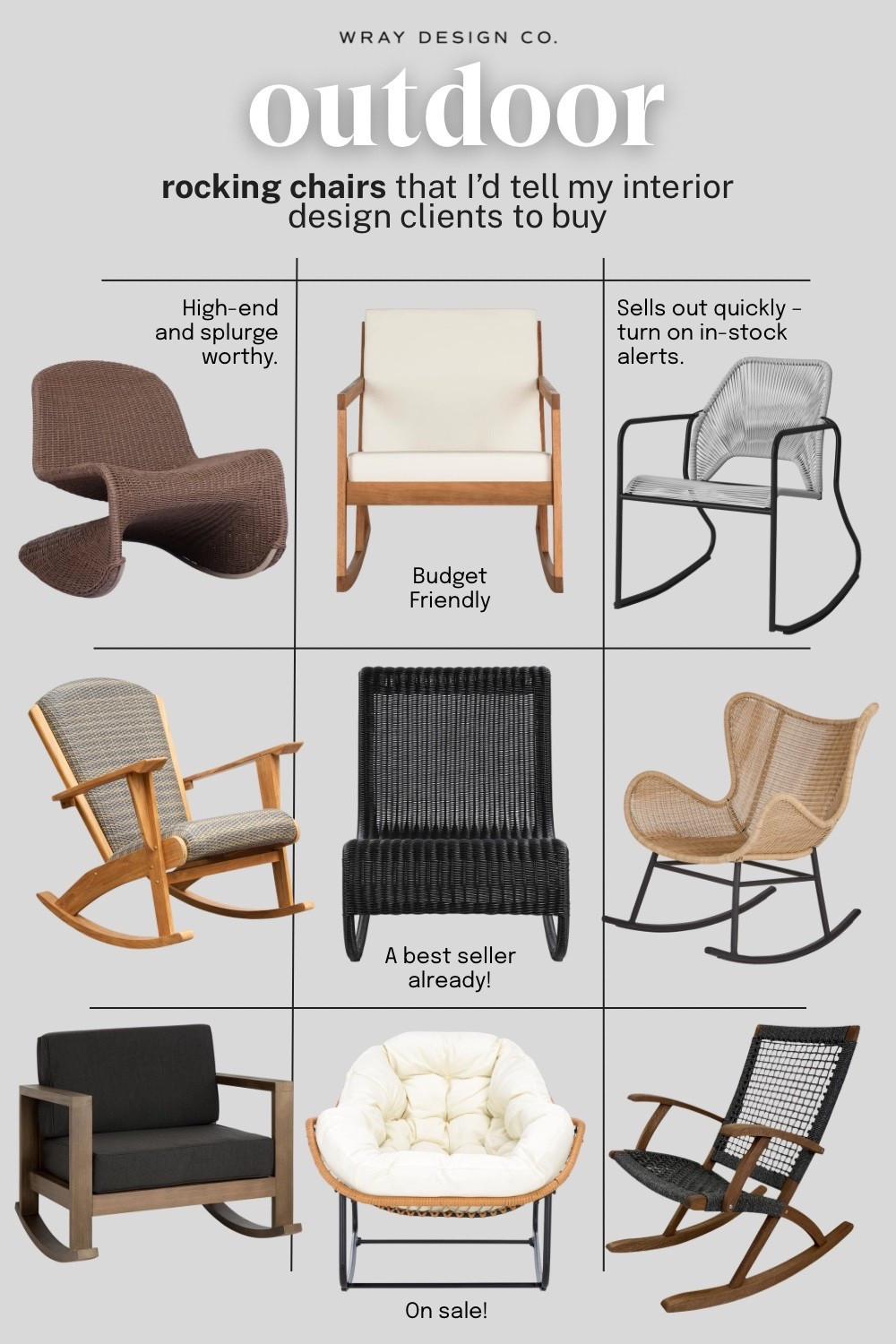 These are the outdoor rocking chairs I’d actually tell my clients to buy. I rounded up styles for everyone, from a budget-friendly teak wood rocker to a splurge-worthy woven chair that’s worth every penny. The black cord rocker in the middle is already a best seller, and the round papasan style is currently on sale and so good!

#LTKSeasonal #LTKSaleAlert #LTKHome