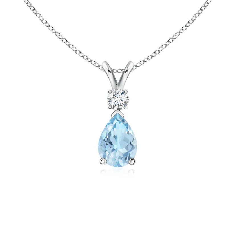 Aquamarine Teardrop Pendant with Diamond | Angara Inc.