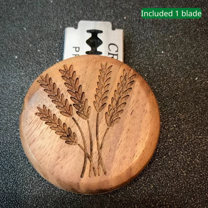 UFO BREAD LAME Wood is Engraved a Wheat Bunch 48 Mm Diameter - Etsy | Etsy (US)