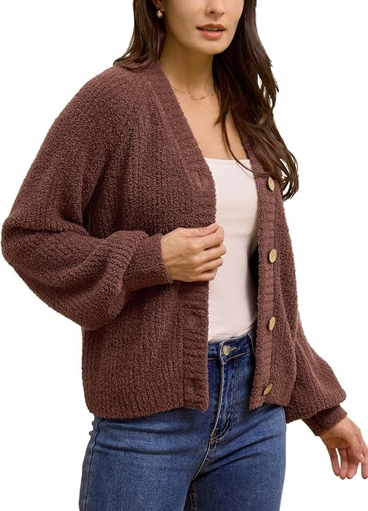 Snuggle Sac Womens Cardigan Sweaters for Women Fashion Casual Short Button Down Tops Fall Outerwe... | Amazon (US)