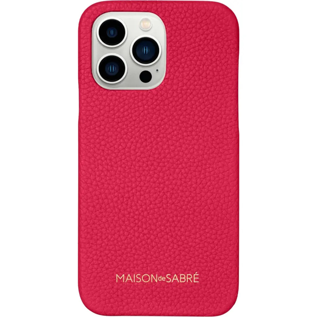 MAISON de SABRÉ Leather Phone Case in Shibuya Fuchsia at Nordstrom, Size Iphone 12 | Nordstrom