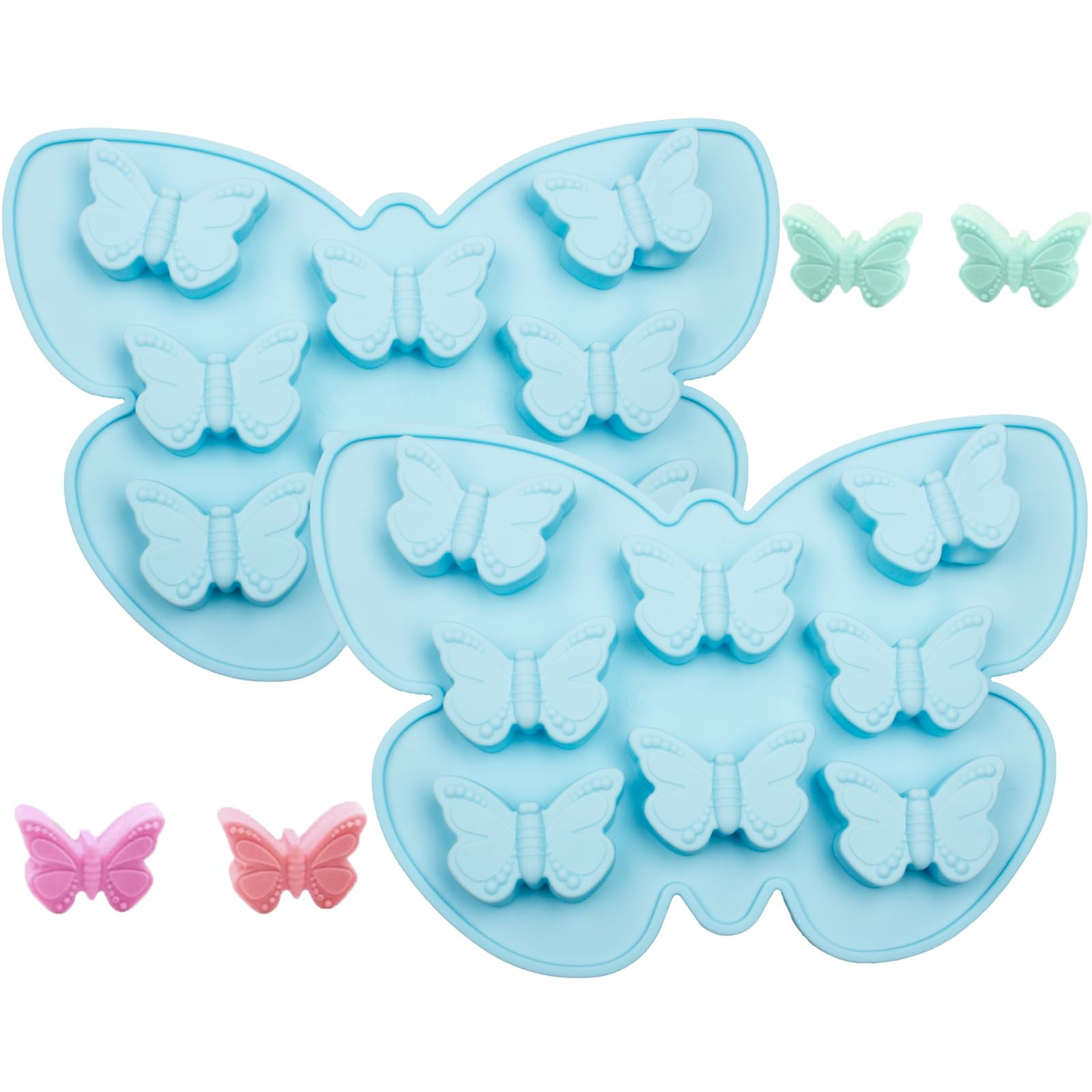 2PCS Butterfly Silicone Molds, 8 Cavity Butterfly Chocolate Molds for Candy, Ice Cube, Jello, Res... | Amazon (US)
