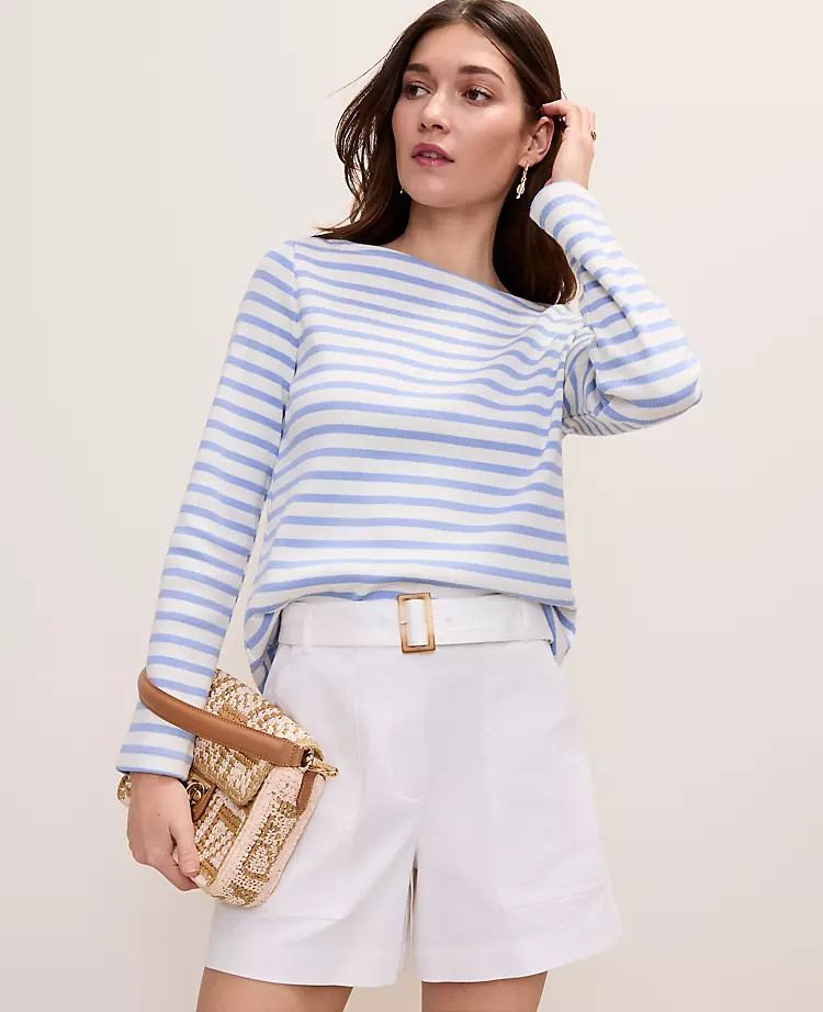 Weekend Striped Boatneck Top | Ann Taylor