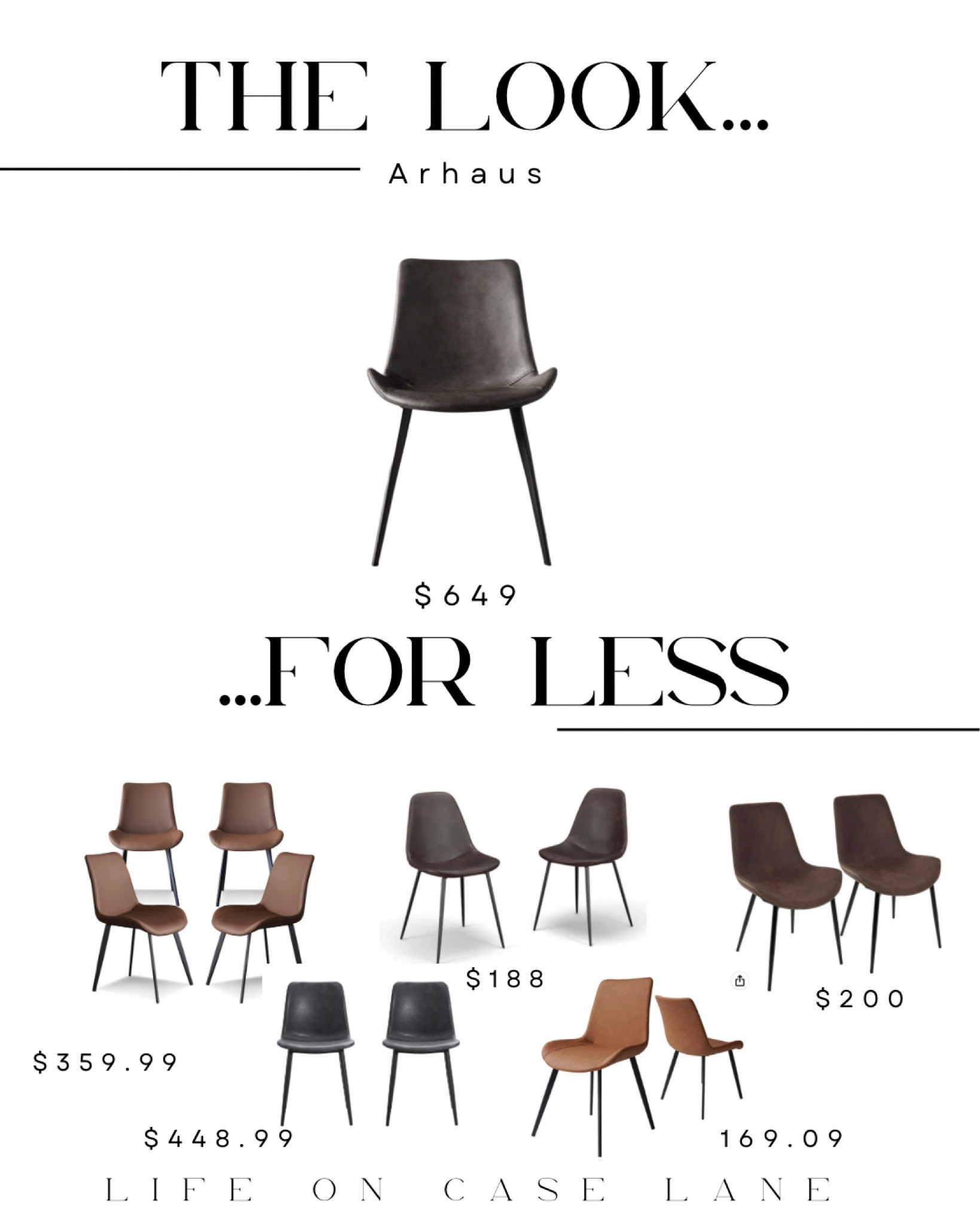 
The look for less, save or splurge, rh dupe, furniture dupe, dupes, designer dupes, designer furniture look alike, home furniture, Arhaus dupe, Arhaus dining chair dupe, Arhaus gage dining chair dupe, affordable dining chairs 