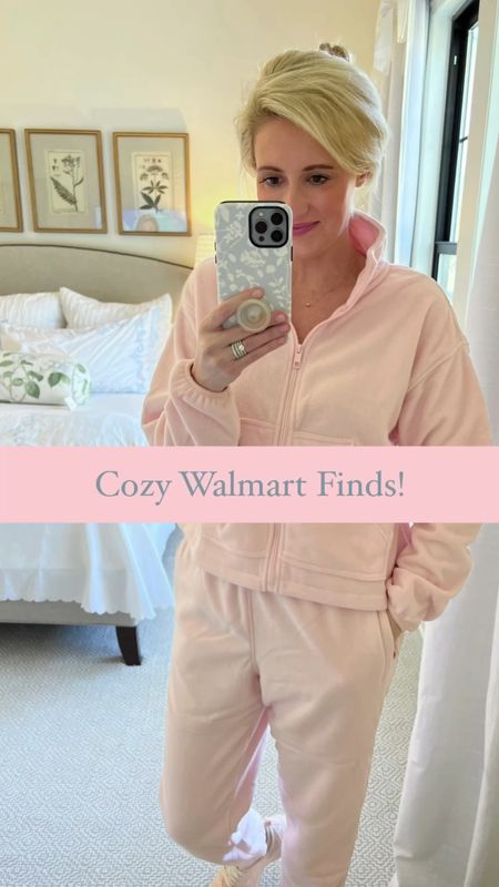 Cozy Walmart Loungewear! 
I’m wearing a size medium in everything! 

#loungewear #valentinesday #joggers #pullover #fleece #jacket 