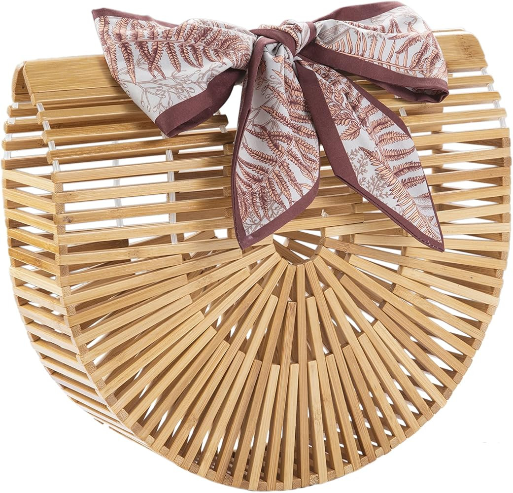 AUSIMIAR Women Handmade Bamboo Handbag for Summer Beach Sea Large Tote Bag | Amazon (US)