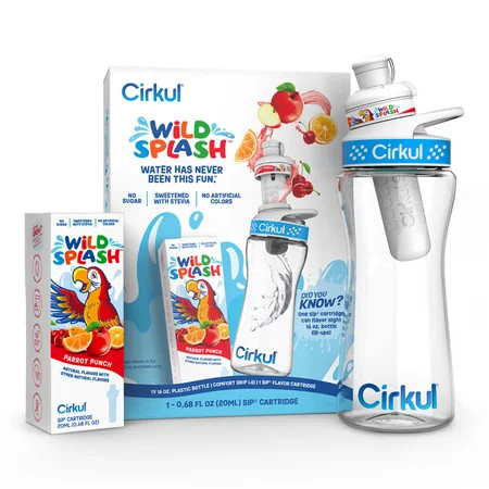 Cirkul 16oz Plastic Water Bottle Starter Kit with Blue Lid, 1 Flavor Cartridge (Wild Splash Parrot Punch) | Walmart (US)