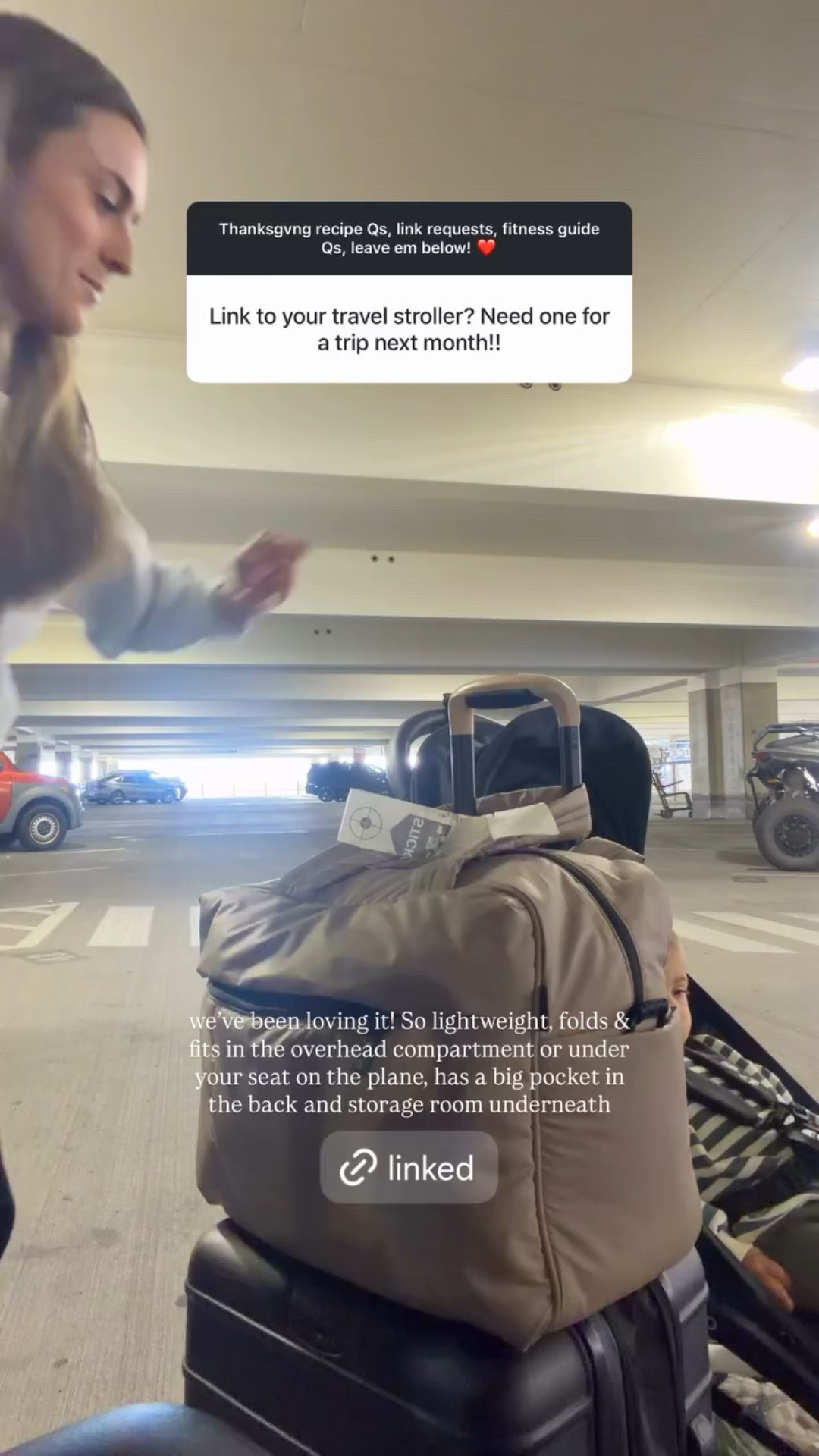 we’ve been loving it! So lightweight, folds & fits in the overhead compartment or under your seat on the plane, has a big pocket in the back and storage room underneath