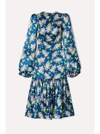 Floral-print hammered silk-satin midi dress | NET-A-PORTER (UK & EU)