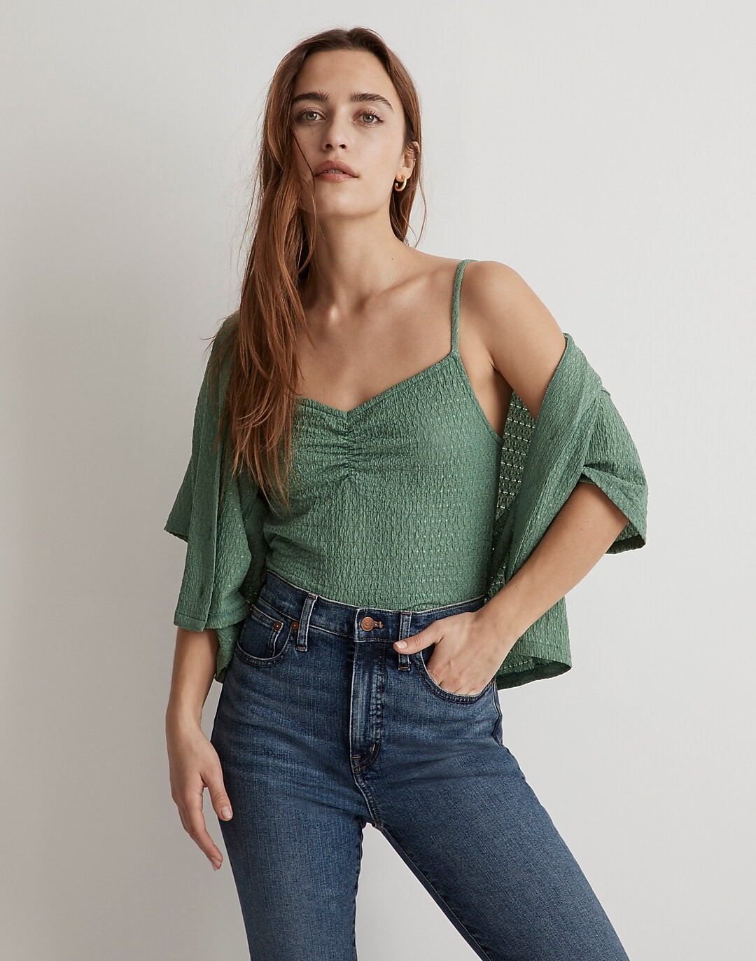 Crinkled Ruched-Front Cami Tank Top | Madewell