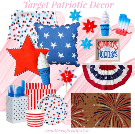 Patriotic Decor has landed at Target & I am loving it!!! 

The mix of blues .. the ice cream cones .. all of it!

Multi Star Plush Throw, Scalloped Star Pillow, Star Pillow, Ice cream Cone Pillow, Silverware Holder, Blue Plastic Utensils, Napkins, Plates, Treat Cups with Spoons, Pinwheel, Fireworks Doormat, Bunting, Americana Shadowbox, Felt Ice Cream & Popsicle Duo & Mini Pinwheels

Porch Decor. Memorial Day. 4th of July. July 4th  Cookout. Party. Summertime  

#LTKSeasonal #LTKhome #LTKfindsunder50